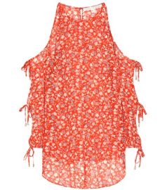 Flynn Bow printed silk blouse orange at Mytheresa